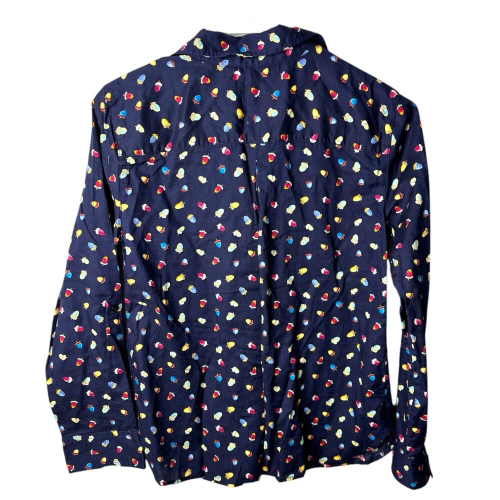 Talbots Button Up Navy All Over Acorn Print Shirt… - image 5